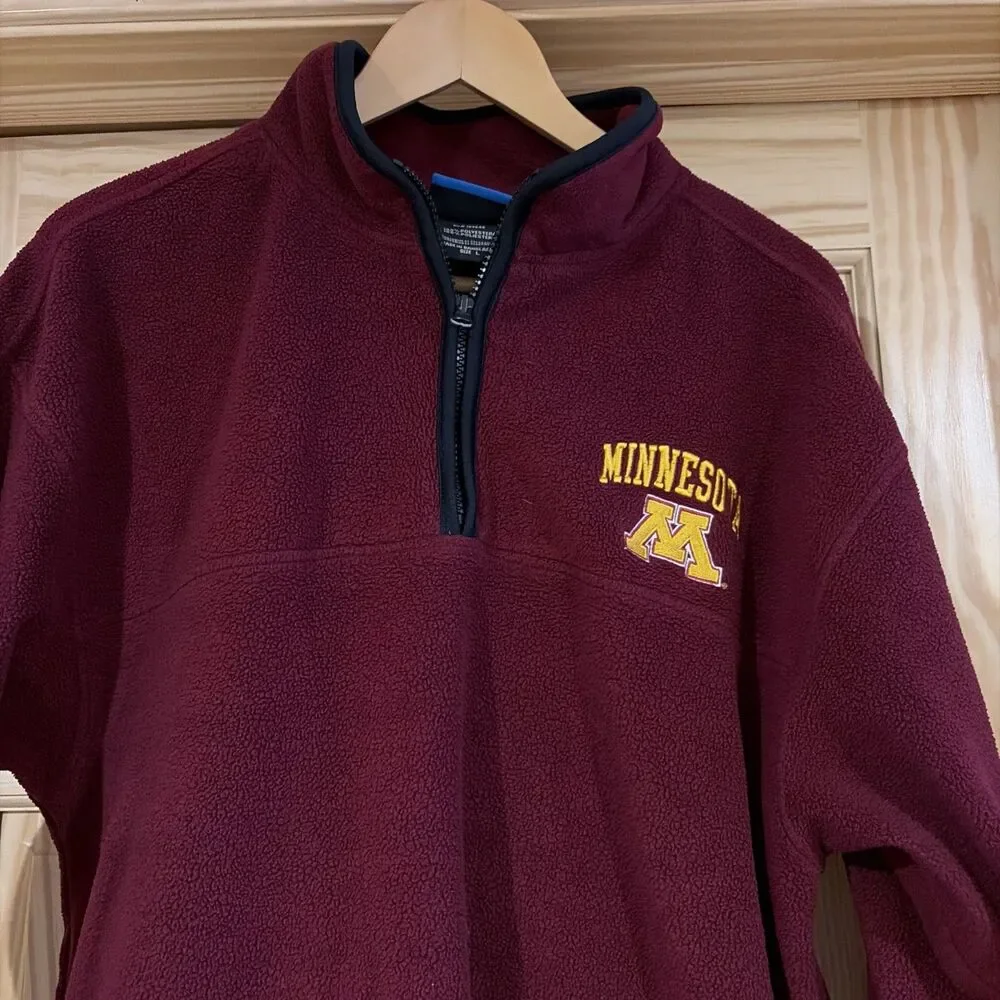 Minnesota Gophers UofM Sweatshirt 1/4 Zip Champion Zip Pocket Mens L Embroidered
